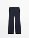Massimo Dutti Straight-fit Trousers In Navy Blue