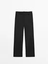 Massimo Dutti Straight-fit Trousers In Schwarz