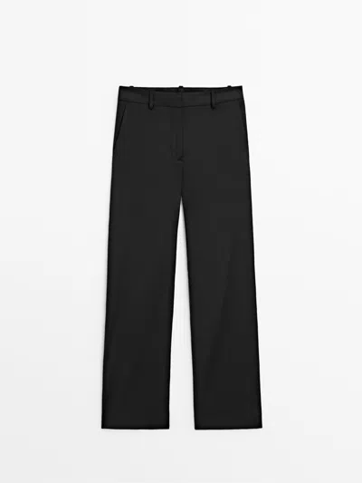 Massimo Dutti Straight-fit Trousers In Schwarz
