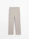Massimo Dutti Straight-fit Trousers In Steinfarbe