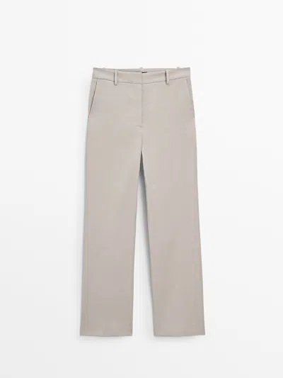 Massimo Dutti Straight-fit Trousers In Steinfarbe