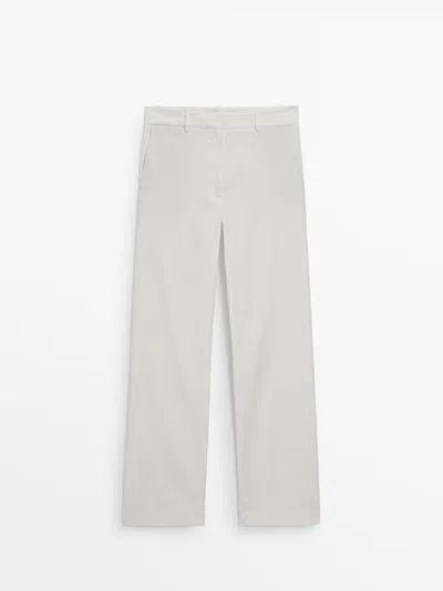 Massimo Dutti Straight-fit Trousers In Weiss