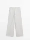 Massimo Dutti Straight-leg Flowing Trousers In Cream