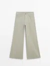 Massimo Dutti Straight-leg Flowing Trousers In Pale Green