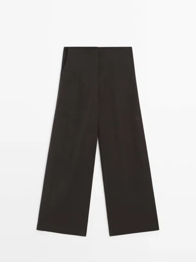 Massimo Dutti Straight-leg Linen Suit Trousers In Washed