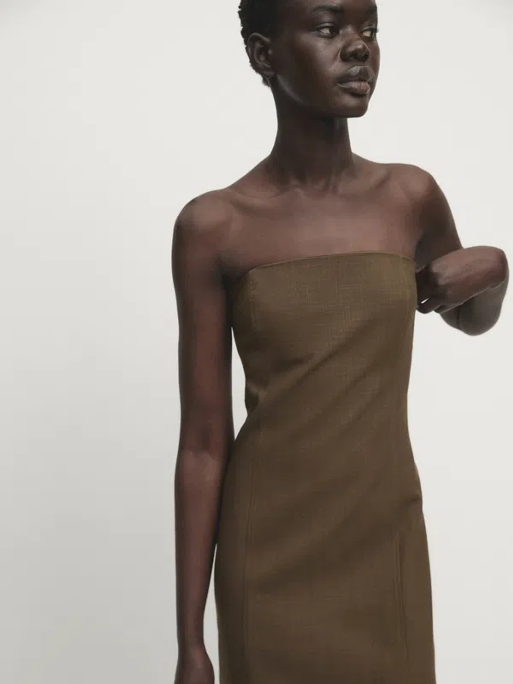 Massimo Dutti Strapless Dress In Braun | ModeSens
