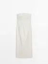 Massimo Dutti Strapless Pinstripe Dress In Cream