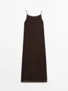 Massimo Dutti Strappy Dress With Semi-sheer Details In Chocolate