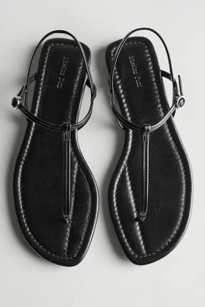 Massimo Dutti Strappy Flat Sandals With Toe Divider In Black