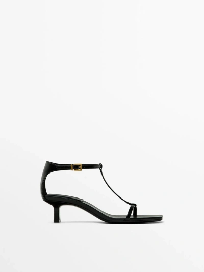 Massimo Dutti Strappy Heeled Sandals In Black