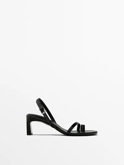 Massimo Dutti Strappy Heeled Sandals In Black