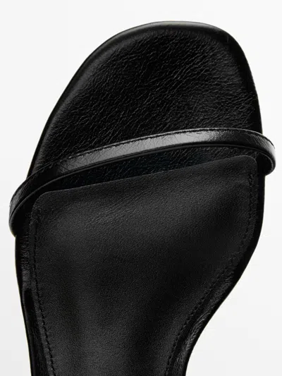 Massimo Dutti Strappy Leather Mid In Black