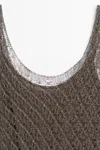 Massimo Dutti Strappy Mesh Top With Metallic Thread In Brown