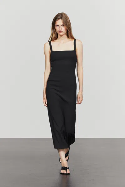 Massimo Dutti Vestito Midi Con Spalline In Black