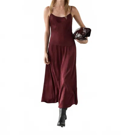 Massimo Dutti Strappy Midi Slip Dress In Burgundy In Red