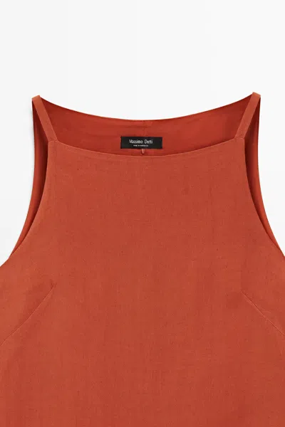 Massimo Dutti Strappy Mini Dress In Orange