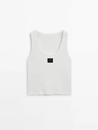 Massimo Dutti Strappy Top With Label Detail In White