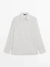 MASSIMO DUTTI STRIPED SHIRT WITH CHEST DETAILING
