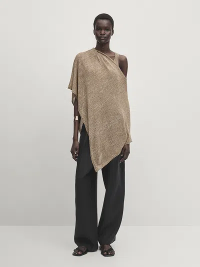 Massimo Dutti Strickcape Kurz In Brown