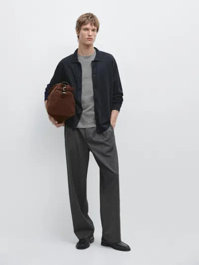 Massimo Dutti Strickcardigan Aus Leinen Mit Knöpfen In Purple