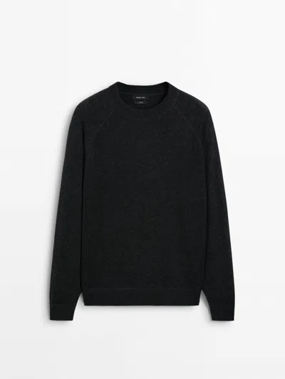 Massimo Dutti Strickpullover Aus 100 % Wolle In Black