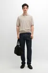 Massimo Dutti Strickpullover Im Polo In Sand