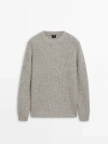 MASSIMO DUTTI COTTON BLEND KNIT SWEATER WITH CREW NECK