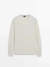 Massimo Dutti Crew Neck Knit Sweater In Ice