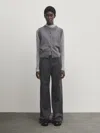 Massimo Dutti Strickweste Aus Wollgemisch Mit Knopfleiste In Grey