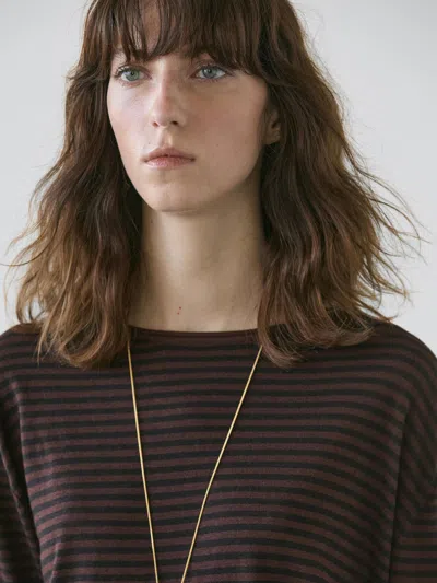 Massimo Dutti Striped Cotton Blend Knit Sweater In Brown