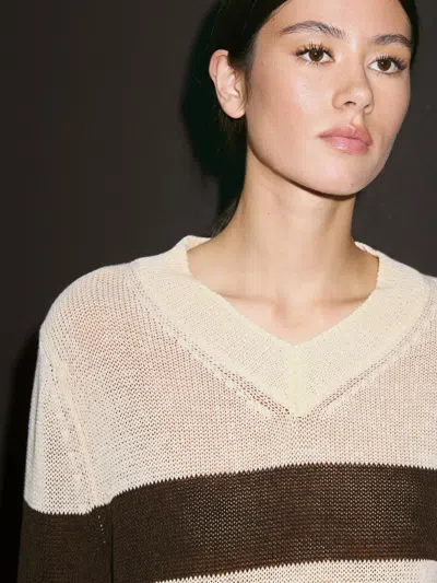 Massimo Dutti Striped Cotton Blend Knit Sweater In Multi