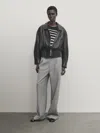 Massimo Dutti Gestreiftes Cropped-shirt In Schwarz