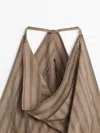Massimo Dutti Striped Draped Neck Top In Multi