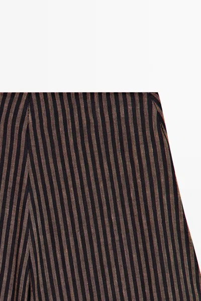 Massimo Dutti Striped Flowing Linen Blend Skort In Brown