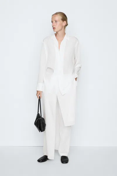 Massimo Dutti Chemise Fluide Rayée In Blanc