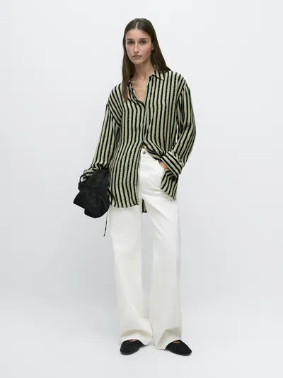 Massimo Dutti Striped Flowing Shirt In Burgundy