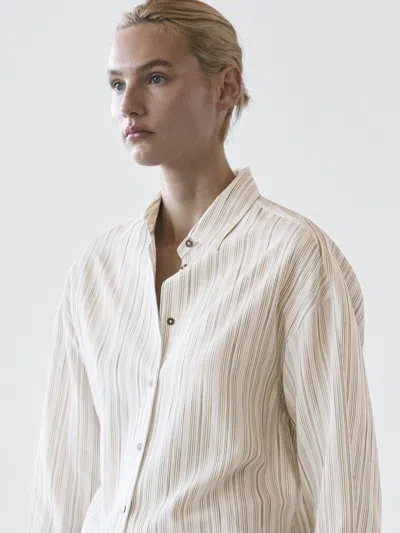 Massimo Dutti Striped Flowing Shirt In White
