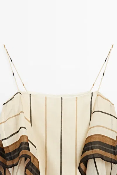 Massimo Dutti Striped Flowing Strappy Top In Nude