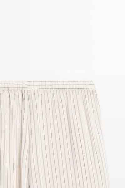 Massimo Dutti Striped Fluid Sarouel Trousers In Pink