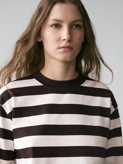 Massimo Dutti Striped Long Sleeve Cotton T In Multi