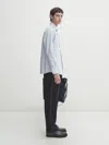 Massimo Dutti Kleingestreiftes Oxfordhemd Im Regular-fit In Light Blue