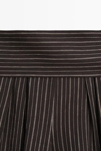 Massimo Dutti Striped Sarouel Trousers With Cummerbund Detail In Brown