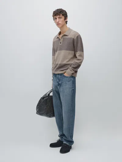 Massimo Dutti Striped Wool Blend Knit Polo Sweater In Multi