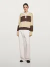 Massimo Dutti Striped Wool Blend Polo Sweater In Multi