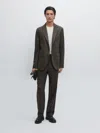 Massimo Dutti Striped Wool Blend Suit Blazer In Gray