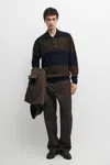 Massimo Dutti Striped Wool In Deep Blue