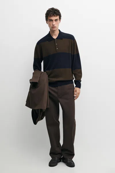 Massimo Dutti Striped Wool In Deep Blue