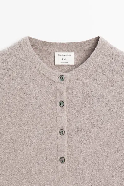 Massimo Dutti Studio Button In Gray