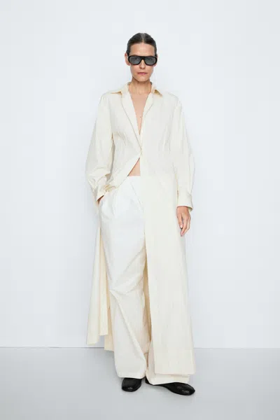 Massimo Dutti Studio Flared Shirt Dress In Sand