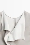 Massimo Dutti Studio Fluid Ruffle Top In Gray